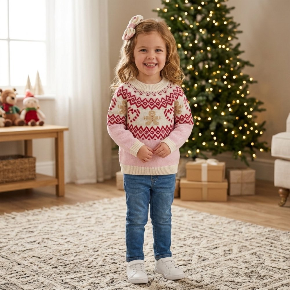PPX05: Girls Gingerbread Knitted Christmas Jumper (3-9 Years) PPX05: Girls Gingerbread Knitted Christmas Jumper (3-9 Years)